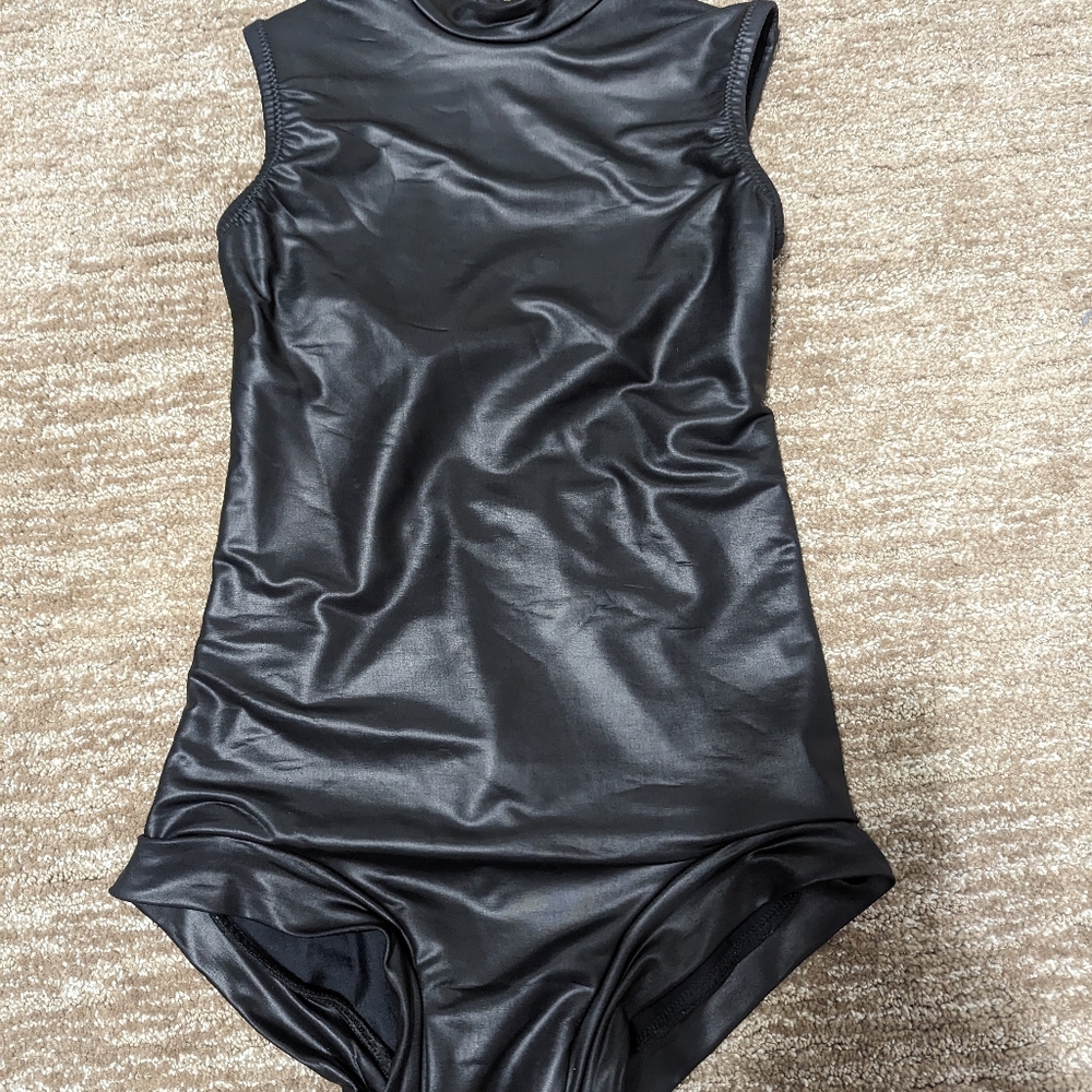 Black leather looking custom girls dance costume